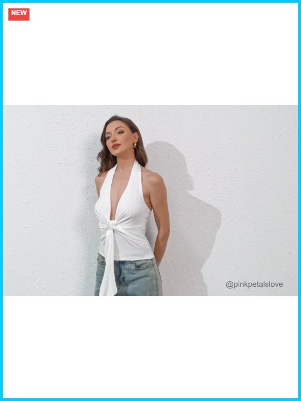 Sexy Halter Crop Top Backless Deep V Neck Wrap Twist Tank - Picture 7 of 7